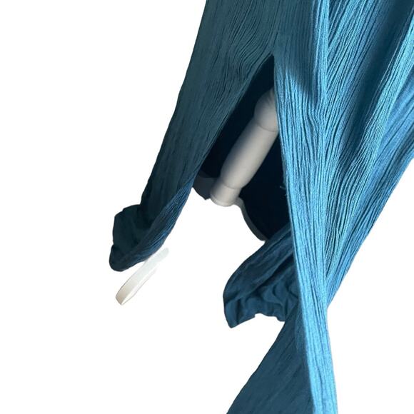 Boutique Women Maxi Viscose Dress M Teal Boho Chic Gauzy Beach Resort Cruisewear - Picture 9 of 13